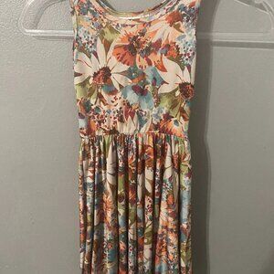 Dot Dot Smile Floral Patterned Twirly Swing Dress 3/4